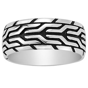 Menster Men's Sterling Silver Oxidized Tire Band Ring