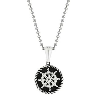 Menster Sterling Silver Oxidized Nautical Pendant Necklace