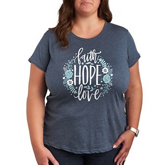 Plus Faith Hope Love Floral Graphic Tee