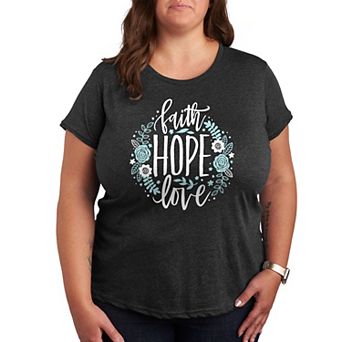 Plus Faith Hope Love Floral Graphic Tee