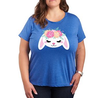 Plus Bunny Face With Flower Crown Graphic Tee