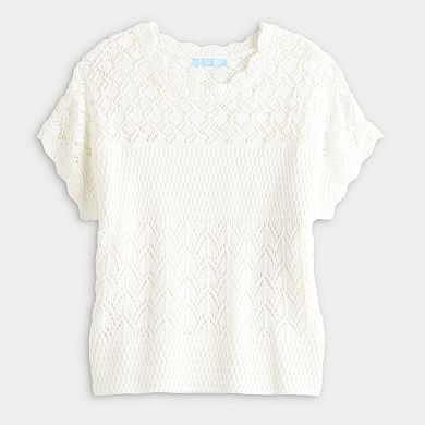 Women's Draper James Short Sleeve Crochet Sweater