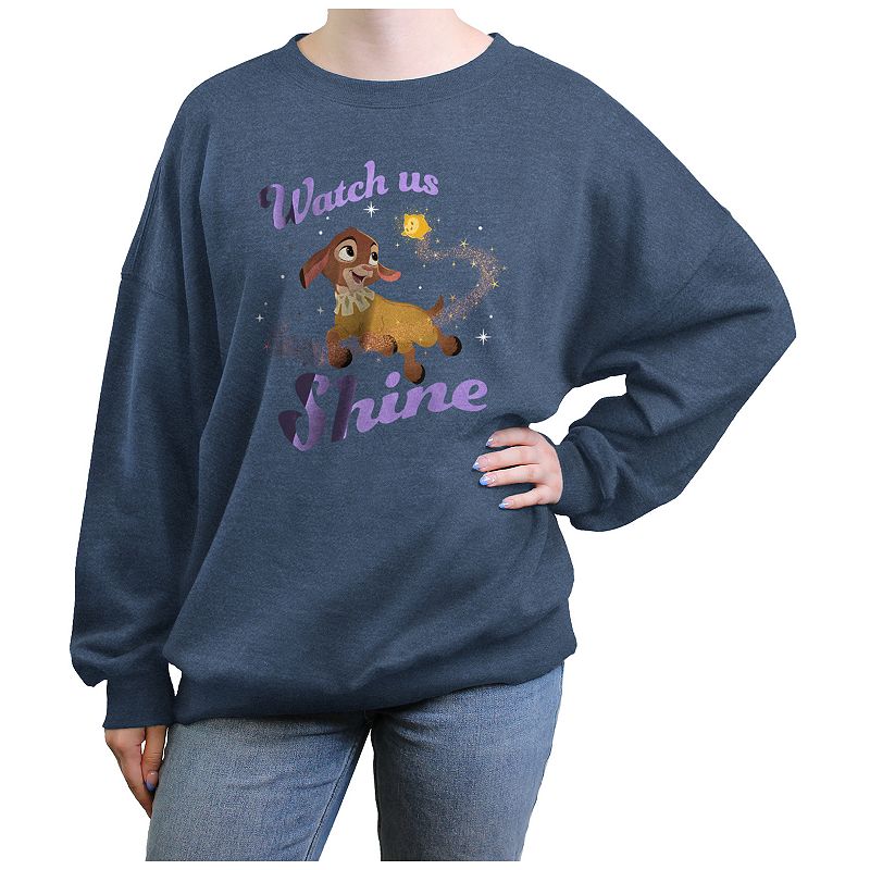 Disney's Wish Valentino And Star Watch Us Shine Juniors' Graphic Fleece, Girl's, Size: Large, Blue Grey
