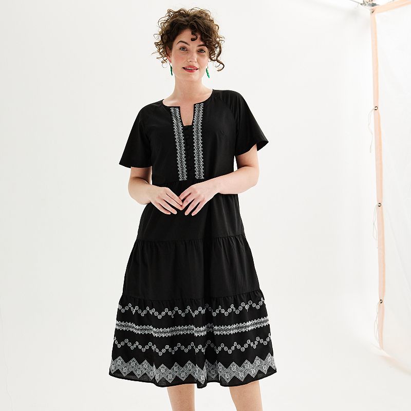 Women's Draper James Geo Embroidered Short Sleeve Dress