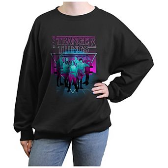 Juniors' Stranger Things Neon Kids Group Graphic Fleece