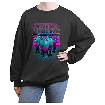 Juniors' Stranger Things Neon Kids Group Graphic Fleece