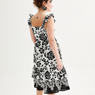 Women's Draper James Floral Jacquard Flutter Sleeve Midi Dress