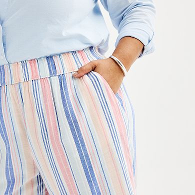 Plus Size Croft & Barrow Striped Wide Leg Cropped Pants