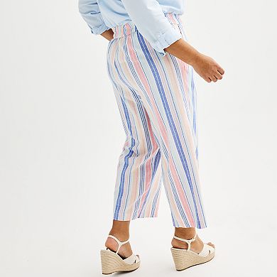 Plus Size Croft & Barrow Striped Wide Leg Cropped Pants