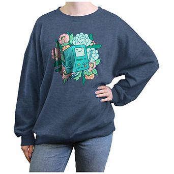 Juniors' Adventure Time BMO Flower Background Graphic Fleece