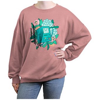 Juniors' Adventure Time BMO Flower Background Graphic Fleece