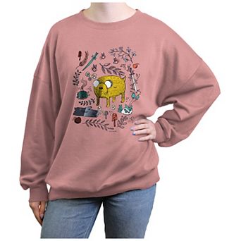 Juniors' Adventure Time Jake Forest Doodles Graphic Fleece