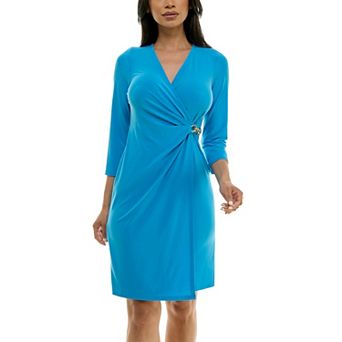 Women's Nina Leonard Chain Detail Faux-Wrap Dress