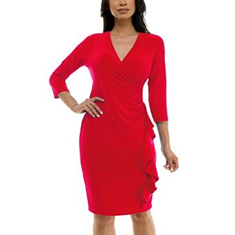 Women's Nina Leonard Faux-Wrap Ruffle Mini Dress