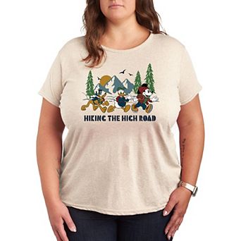 Disney's Mickey Mouse, Donald Duck & Pluto Plus Hiking The High Road Graphic Tee