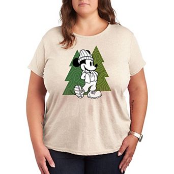 Disney's Mickey Mouse Plus Patterned Trees Graphic Tee