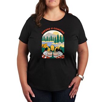 Disney's Mickey & Minnie Mouse Plus Coffee And Camping Graphic Tee