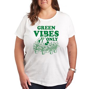 Disney's Mickey Mouse & Goofy Plus Green Vibes Only Graphic Tee