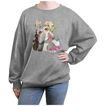 Disney's Bambi Thumber Looking At A Butterfly Juniors' Graphic Fleece