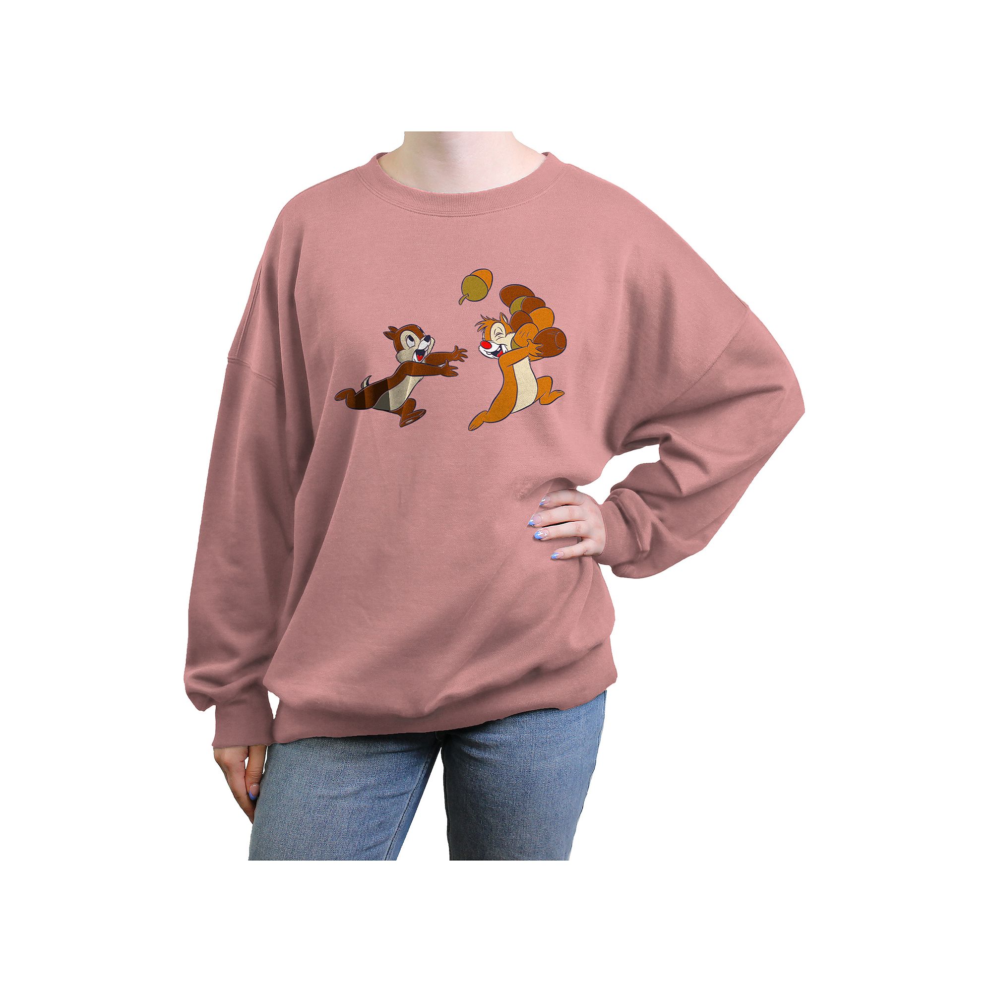 Disneys Chip & Dale Running With Acorns Juniors Graphic Fleece, Girls, S