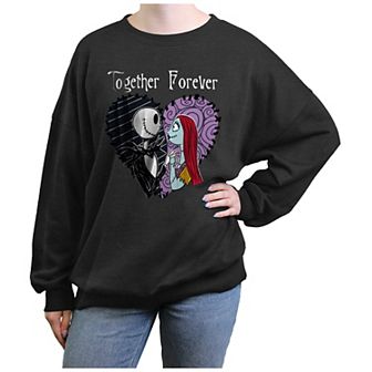 Disney's The Nightmare Before Christmas Jack And Sally Heart Patch Juniors' Graphic Fleece