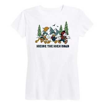 Disney's Mickey Mouse, Donald Duck & Pluto Women's Hiking The High Road Graphic Tee