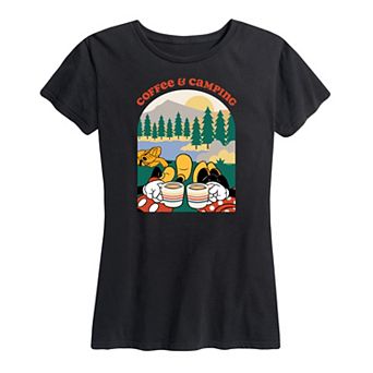 Disney's Mickey & Minnie Mouse Women's Coffee And Camping Graphic Tee