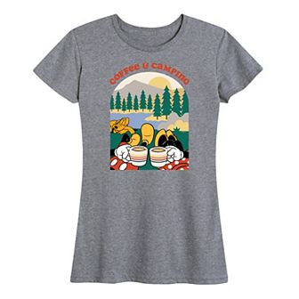 Disney's Mickey & Minnie Mouse Women's Coffee And Camping Graphic Tee