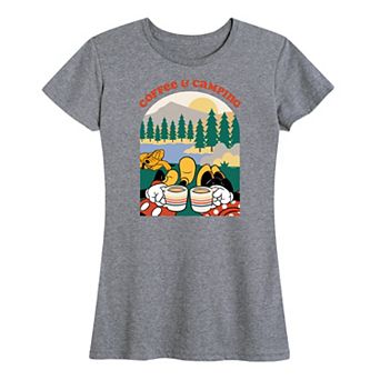 Disney's Mickey & Minnie Mouse Women's Coffee And Camping Graphic Tee