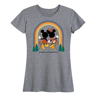 Disney's Mickey & Minnie Mouse Women's Explore Together Rainbow Graphic Tee