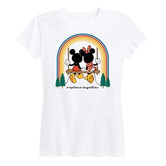 Disney's Mickey & Minnie Mouse Women's Explore Together Rainbow Graphic Tee