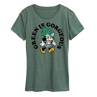 Disney's Minnie Mouse Women's Green Is Gorgeous Graphic Tee