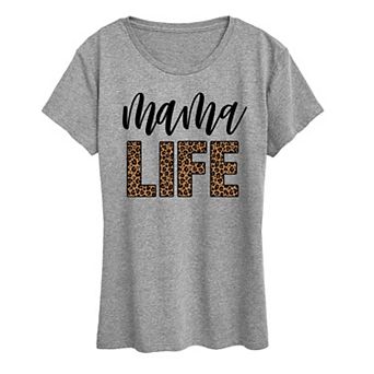 Women's Mama Life Leopard Graphic Tee