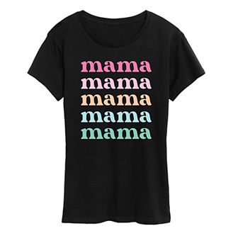 Women's Colorful Stacked Mama Graphic Tee