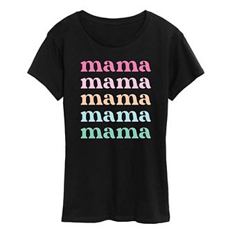 Women's Colorful Stacked Mama Graphic Tee