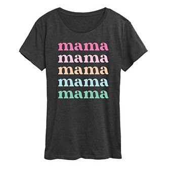 Women's Colorful Stacked Mama Graphic Tee