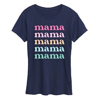 Women's Colorful Stacked Mama Graphic Tee