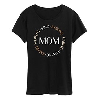 Women's Mom Characteristics Circle Graphic Tee
