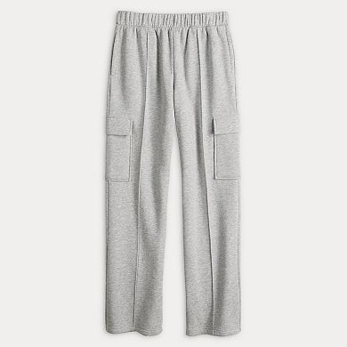 Juniors' Pink Republic Fleece Wide Leg Cargo Pants