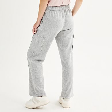 Juniors' Pink Republic Fleece Wide Leg Cargo Pants