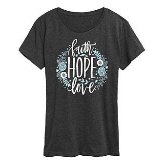 Women's Faith Hope Love Floral Graphic Tee