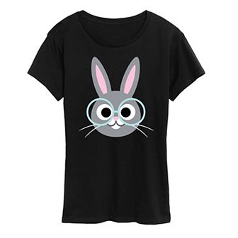 Women's Bunny Face Glasses Graphic Tee