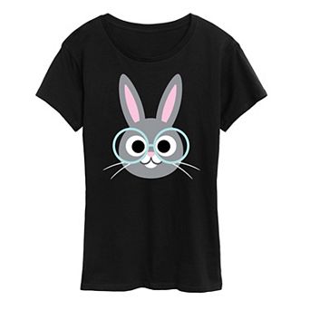 Women's Bunny Face Glasses Graphic Tee