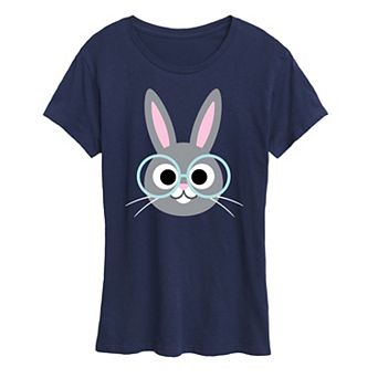 Women's Bunny Face Glasses Graphic Tee