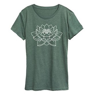 Women's Lotus Flower Outline Graphic Tee