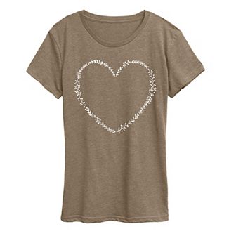 Women's Floral Heart Outline Graphic Tee