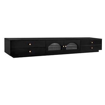 Merax Luxurious Tv Stand With Fluted Glass Doors