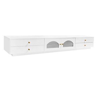 Merax Luxurious Tv Stand With Fluted Glass Doors