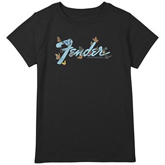 Girls Plus Size Fender Butterflies Logo Graphic Tee