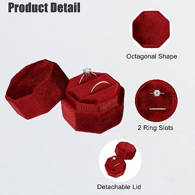 Velvet Ring Box  2 Slots Double Ring Box Display Holder Jewelry Storage